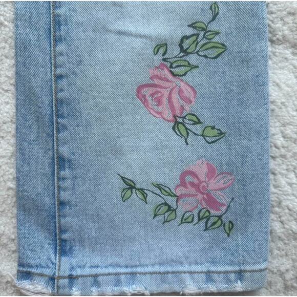 XOXO Y2K Custom Hand-Painted Floral Bootcut Jeans Size 7/8 Vintage Grunge Fairy - Picture 2 of 8